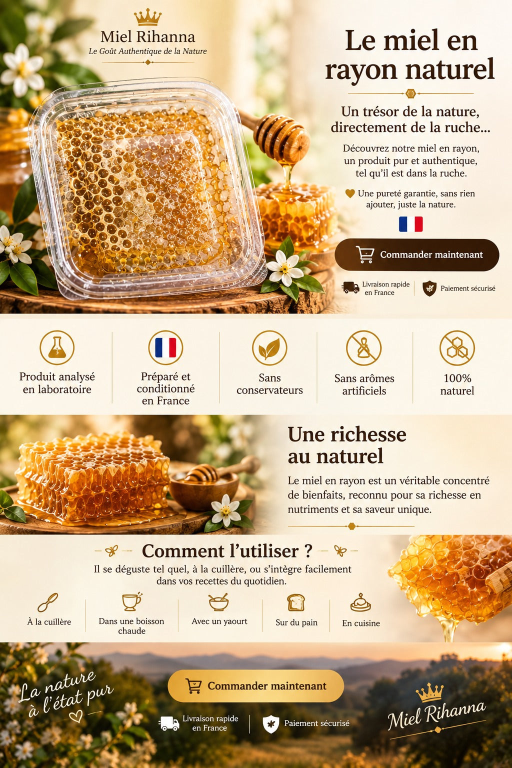 🍯 Miel en rayon naturel — L’authenticité de la ruche